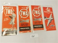 Selection of 4 TWA Time Tables-1940 & 1941-Excelle