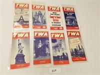 Selection of 8 Vintage TWA Time Tables-1952 to 195
