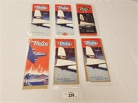 Selection of 6 Delta Airlines Time Tables-1947 to