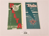 Pair of Vintage Delta Airlines Time Tables from 19