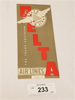 Rare Vintage 1939 Delta Airlines Time Tables-Excel