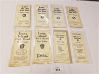 Selection of 8 Long Island RR Time Tables
