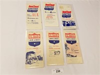 Selection of 6 United Airlines Time Tables from 19