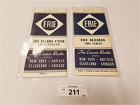 Pair of Vintage Erie RR Time Tables-1939 & 1941