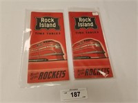 Pair of Vintage 30's Rock Island Time Tables