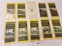 Selection of 10 Vintage Southern Railway Time Tabl