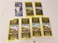 6 Vintage Southern Railway Time Tables & 1 Map