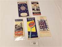Selection of 5 Vintage Road Maps from Various Gas