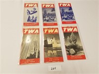 Selection of 6 Vintage TWA Time Tables-1948 to 195