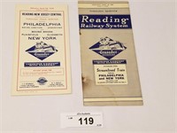 Pair of Vintage 1940 Reading Railway Time Tables