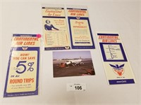 4 Vintage Continental Airlines Time Tables & 1 Pos