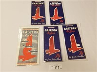 Selection of 5 Vintage Eastern Airlines Time Table