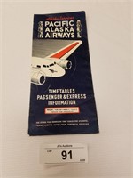 Rare Vintage Pacific Alaska Airways Time Tables 19