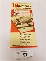 Rare Vintage Pennsylvania Central Airlines 1937 Fl