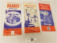 Selection of 3 Rare Braniff Airways Flight Schedul