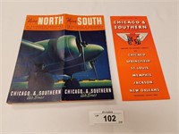 1 Vintage Chicago & Southern Time Tables & 1 Pamph