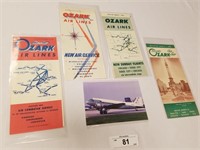 Selection of 5 Ozark Airlines Items-Schedules & Po