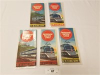 5 Vintage Time Tables from Missouri Pacific Lines