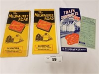 2 Vintage The Milwaukee Road Time Tables & 1 Ticke