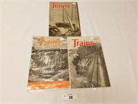 3 Vintage Trains Magazines from 1945-Railroading