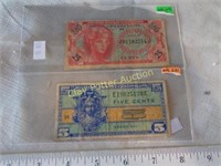 2 Script US Military Currency Notes