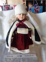 Porcelain Doll - Christmas Coat & Hat