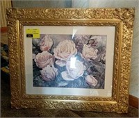 Antique frame with floral print