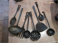 Various Cast Iron Ladles, Spatulas & Spoons