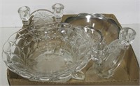 Silver Plated & Etched American Glass Table Items