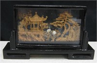 Chinese Shrine & Trees Cork Picture in Frame