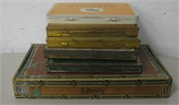 Stack of Vintage Tin & Wood Cigar Boxes