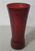 Contemporary Red Glass Textured Spotted Vase