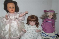 3 VNTG Plastic / Porcelain Collectable Dolls