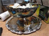 Towle Silver Plate Punch Bowl, Charger, Goblet Set