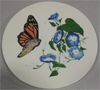 9.5" Butterfly & Flowers Handmade Plate - Signed