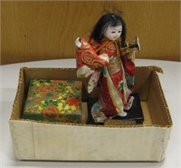 Miniature Chinese Figure Doll & Jewelry Boxes