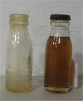 2 Vintage Edison Shelf Cabinet Bottles, 4"H
