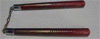 Vintage Styled Wooden Red Painted Nunchucks