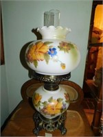 Gone With the Wind lamp, yellow/blue/pink flowers