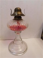 Vintage clear kerosene lamp, no chimney, ribbed
