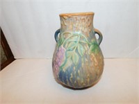 Unmarked Roseville Wisteria 2 handled vase, 6"H