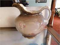 Warwick china vintage pitcher, tan/brown, pink