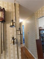 Vintage brass tone pole lamp with 3 bell shaped
