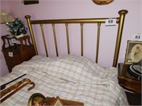 Brass plated tube bed, complete & bedding, 54" x