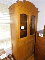Oak kitchen cupboard, 2 glass doors, 2 drawers