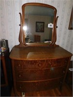 Oak dresser with wishbone mirror, 2 drawers over