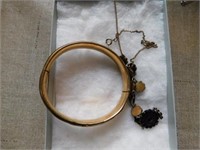 Bohemian Garnet necklace - antique bangle