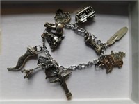 Sterling charm bracelet, travel charms, some