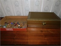 Golden jewelry box with asst. jewelry