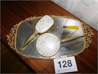 Mirror tray, 19 1/2" x 11" - hand brush & mirror-